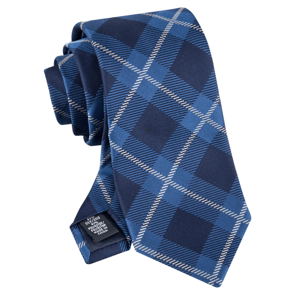 Tommy Hilfiger Men Large Windowpane Tie Navy/White One Size